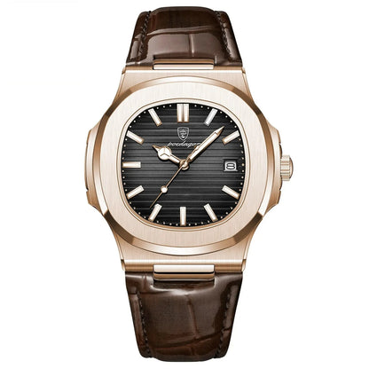 POEDAGAR Date Leather Quartz Reloj Blue