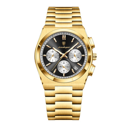 POEDAGAR Luxury Quartz Luminous Date Chronograph Gold-White