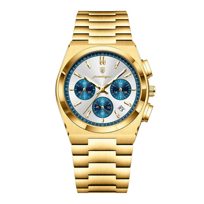 POEDAGAR Luxury Quartz Luminous Date Chronograph Gold-White